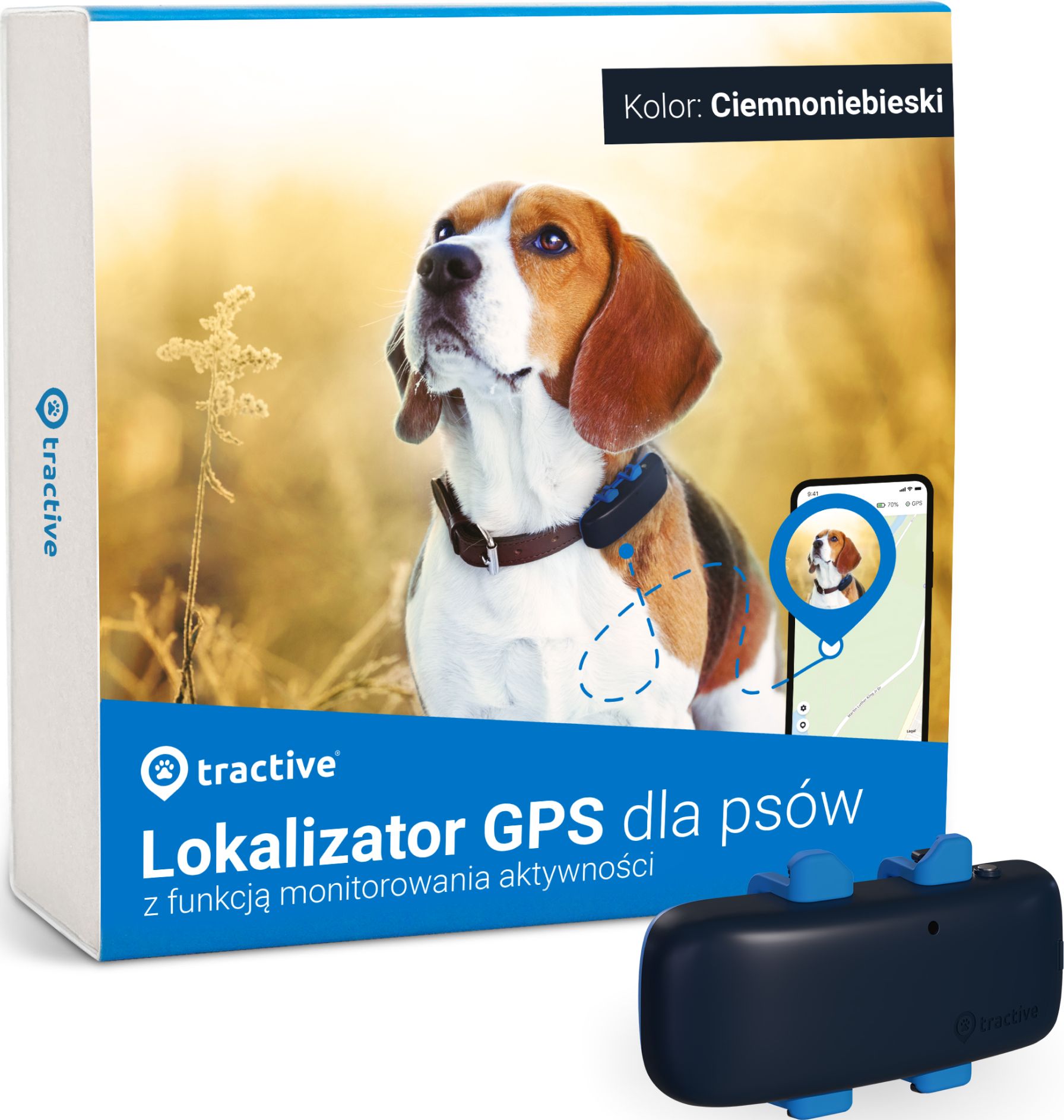 Dispozitiv de monitorizare GPS pentru catei, Tractive Dog 4, Bleumarin