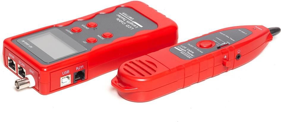 Cabluri si accesorii retele - Dispozitiv pentru testarea cablurilor , Netrack , RJ11/RJ45 BNC/USB 8 mufe interschimbabile , rosu cu gri