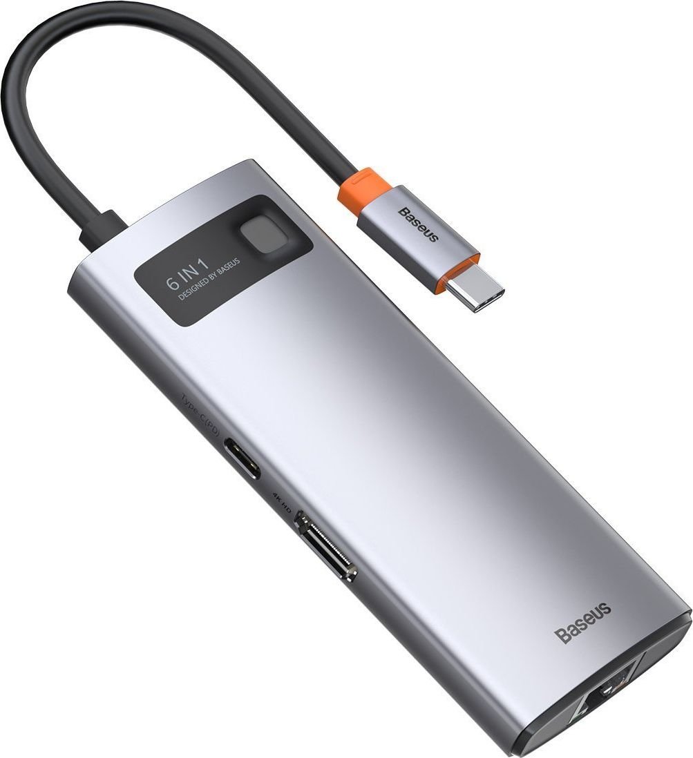 Docking Station Baseus Metal Gleam, conectare PC USB Type-C, Gri