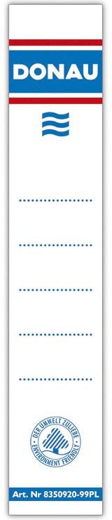 Etichete pentru biblioraft DONAU, interschimbabile, albe, printate fata/verso, 28 x 153 mm, 20 buc/set