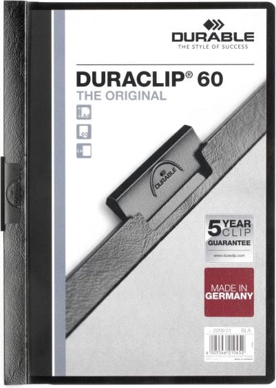 Dosar de prezentare Durable Duraclip, 60 coli, negru