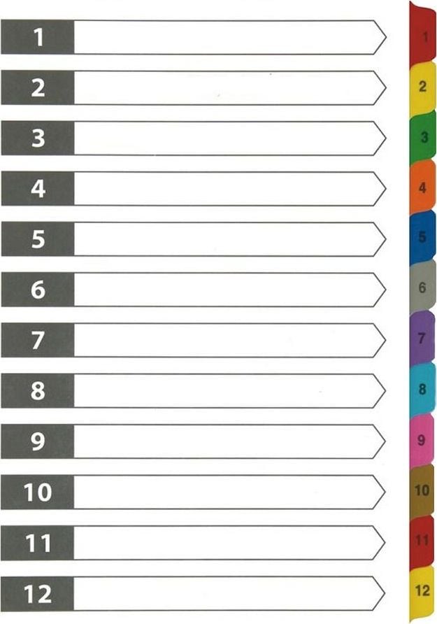 Etichete autoadezive - D.Rect Separatoare carton A4 1-12 index laminat