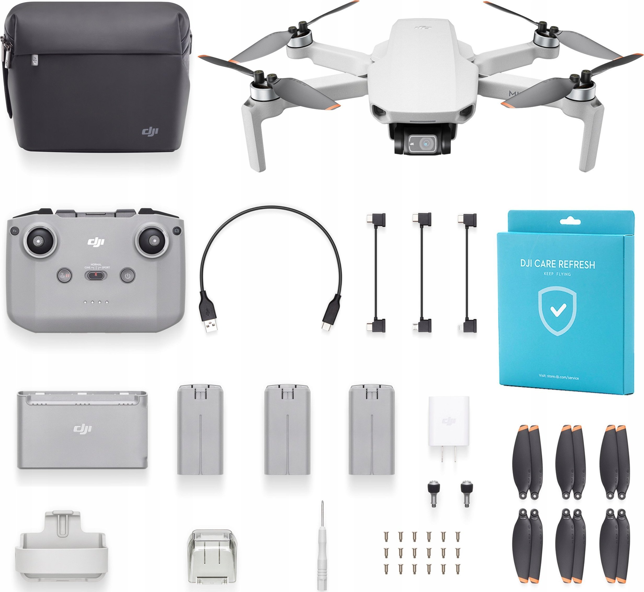 Drone - DJI Mini 2 Fly More Combo Dronă + Asigurare de îngrijire DJI (1 an)