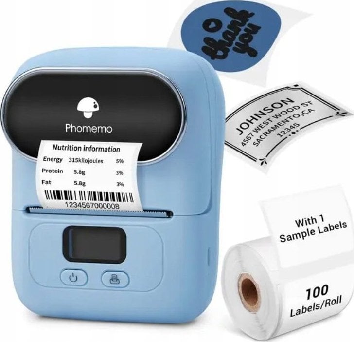 Imprimante termice - Drukarka etykiet Phomemo Phomemo M110 Drukarka Termiczna Bluetooth 20-50mm Do Etykiet Samoprzylepnych Naklejek Zdjęć Notatek Grafik / Niebieski