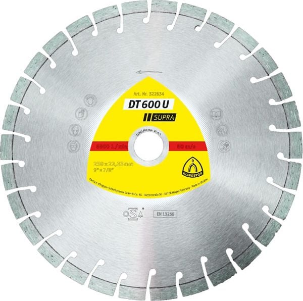 DT disc diamantat 600 U SUPRA pentru materiale de constructii 150 x 22,23mm (322632)