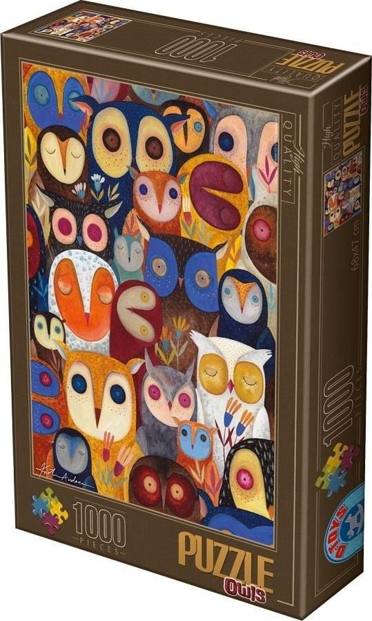 Puzzle 1000 piese D-Toys - Collage - Owls, Andrea Kurti