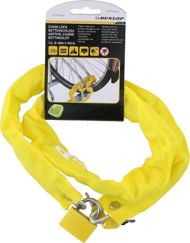 Dunlop Dunlop - Lacăt antifurt pentru bicicletă 90 cm (galben)