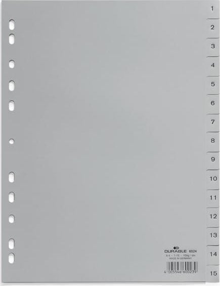 Etichete autoadezive - REZISTENT Zahlenregister PP A4 1-15 volldeck. Grau