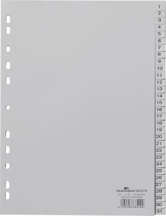 Etichete autoadezive - REZISTENT Zahlenregister PP A4 1-31 volldeck. Grau