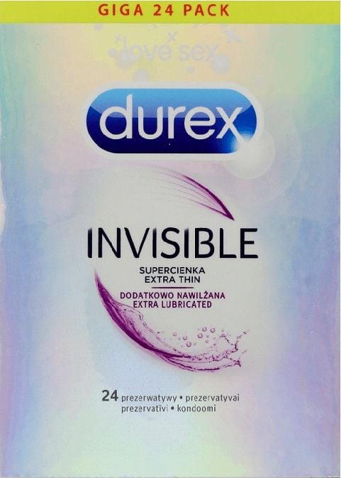 Durex DUREX_Invisible Extra Thin Extra Lubricated Prezervative super subtiri extra lubrifiate 24 buc