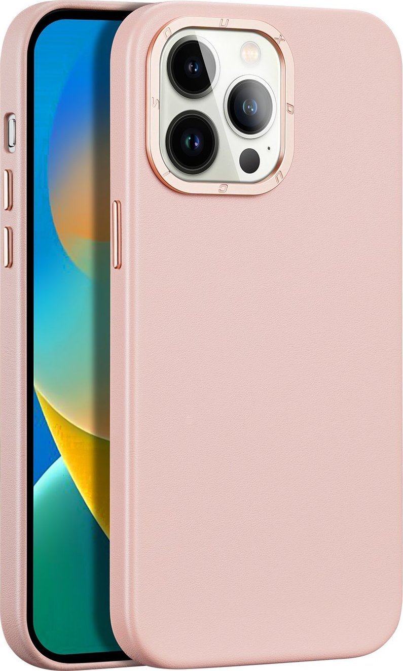 Dux Ducis Dux Ducis Grit skórzane etui do iPhone 14 Pro elegancki pokrowiec ze sztucznej skóry (kompatybilne z MagSafe) różowy