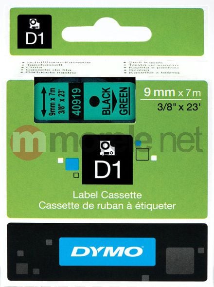 Etichete DYMO 40919, LabelManager D1, 9mm x 7m, negru/verde, S0720740
