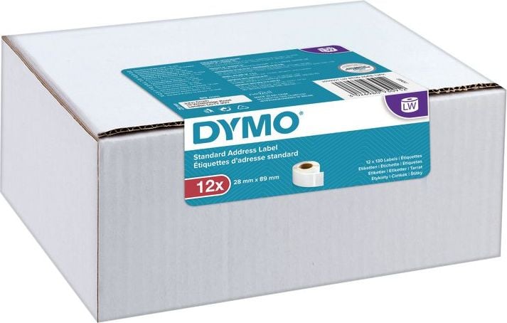 Set Etichete termice, DYMO DY99010 LabelWriter 28mmx89mm, hartie alba, 12 role/cutie, 130 etichete/rola, 99010 S0722370 2093091