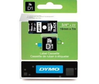 Bandă Dymo Original Label Maker, Imprimare albă/Suport negru, 7m, 19mm, D1, 45811