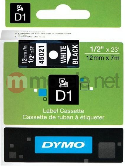 Etichete autocolante, DYMO LabelManager D1, 12mm x 7m, alb/negru, 45021 S0720610