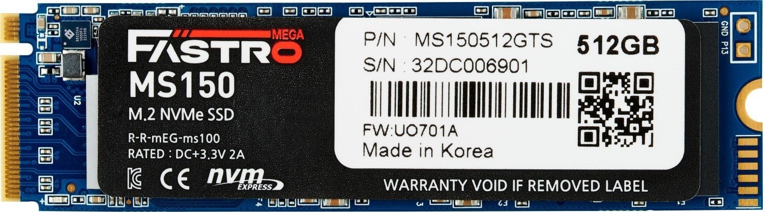 Dysk SSD MEGA Electronics FASTRO MS150-512GTS urządzenie SSD M.2 512 GB PCI Express 3.0 3D TLC NAND NVMe