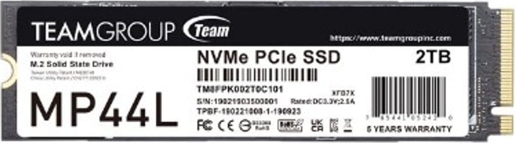 TeamGroup SSD Team Group MP44L 2TB SSD M.2 PCIe NVMe Gen4 x4 (4800/4400)