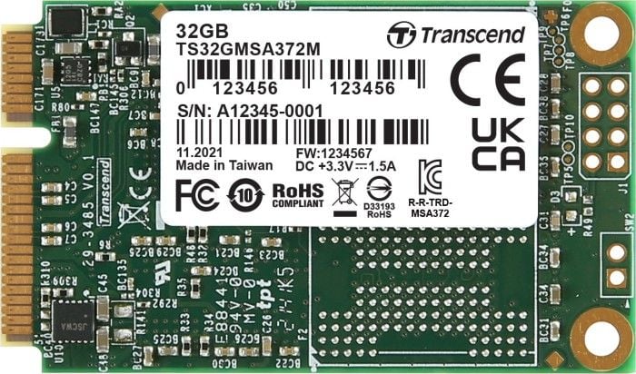 Transcend MSA372M 32GB mSATA SATA III SSD (TS32GMSA372M)