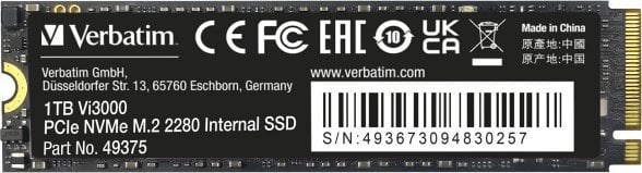 Dysk SSD Verbatim Verbatim Vi3000 M.2 SSD 1TB PCIe NVMe 49375