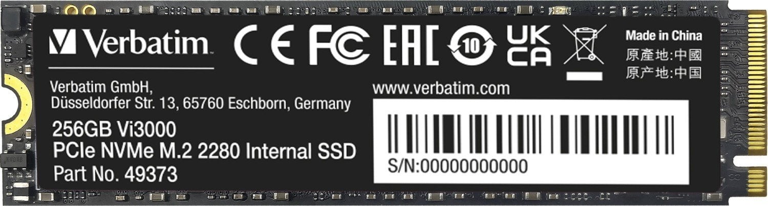 Dysk SSD Verbatim Verbatim Vi3000 PCIe NVMe M.2 SSD 256GB PCI Express 3.0