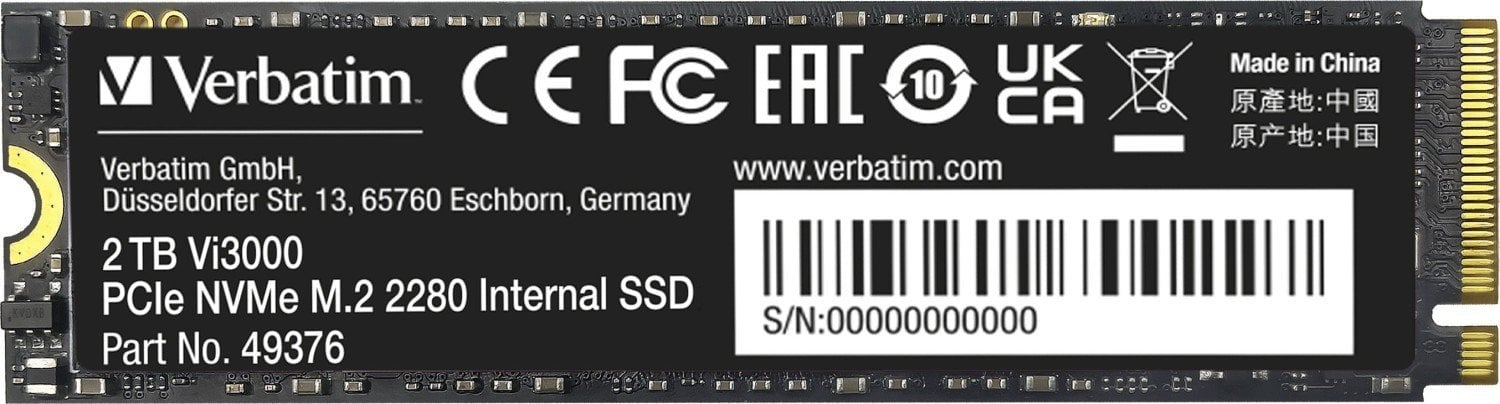 Dysk SSD Verbatim Verbatim Vi3000 PCIe NVMe M.2 SSD 2TB PCI Express 3.0