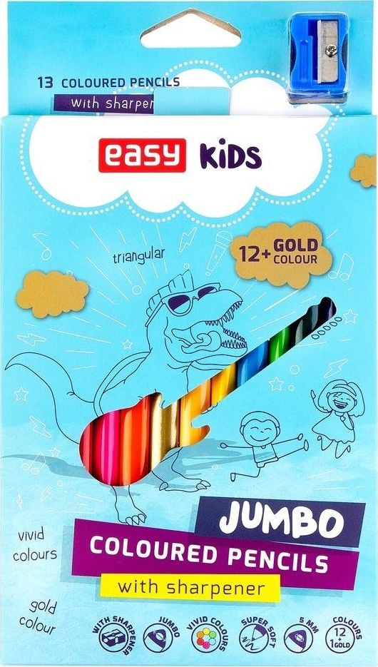 Creioane colorate Jumbo triunghiulare ușoare 13 culori (380906)