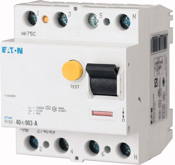 Eaton Întrerupător de curent rezidual 4P 80A 0.3A tip AC PFIM-8003-MW (235420)