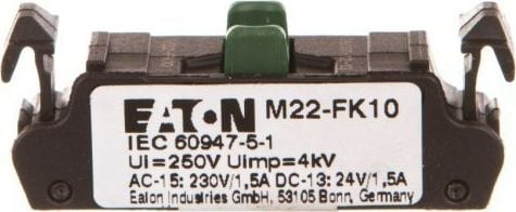 Contact auxiliar plat Eaton 1NC Montare frontală M22-FK10 (180792)