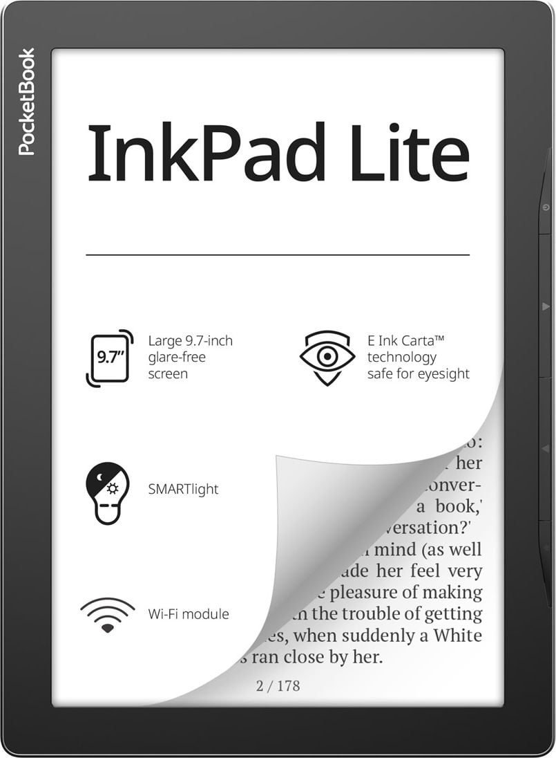 eBook Reader - eBook Reader PocketBook Inkpad Lite, ecran tactil 9.7" E Ink Carta™, 825 × 1200 pixeli, 150dpi, 8GB, G-sensor, SMARTlight, WiFi, gri