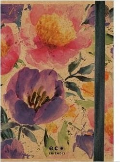 Dosar Eco Eco PASSION FLOWERS A4 cu bandă elastică, kraft