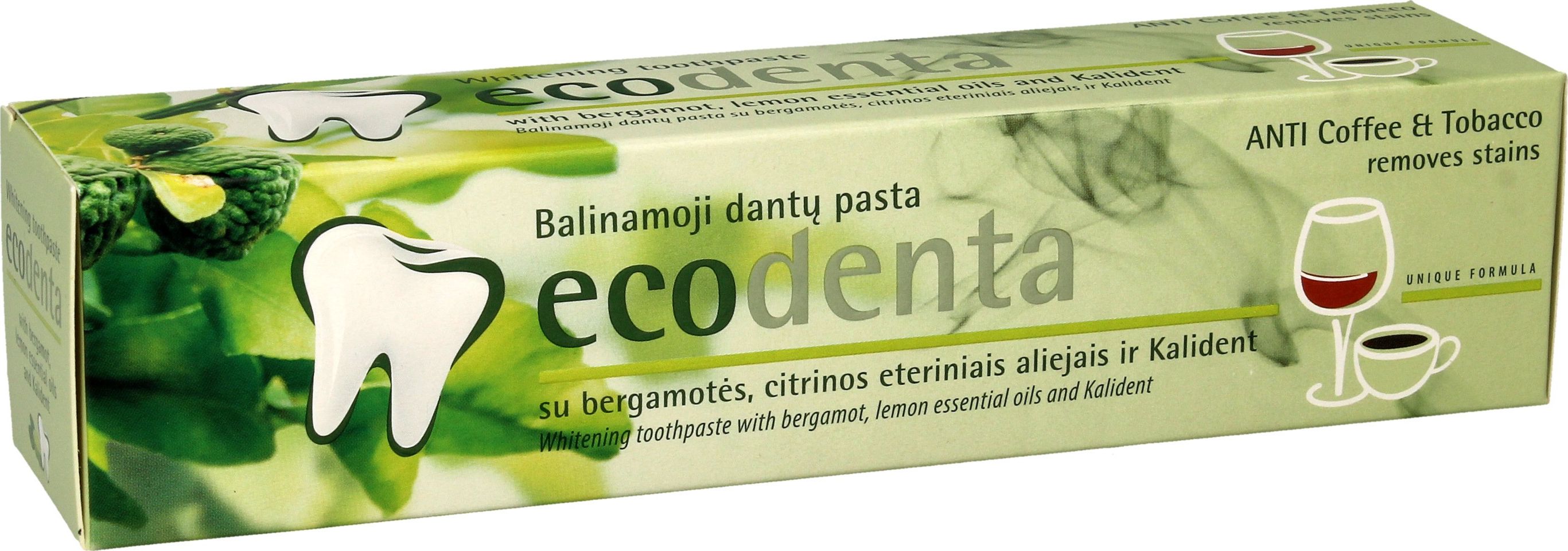 Pasta de dinti pentru albire Ecodenta cu uleiuri de bergamota si lamaie si Kalident, 100 ml