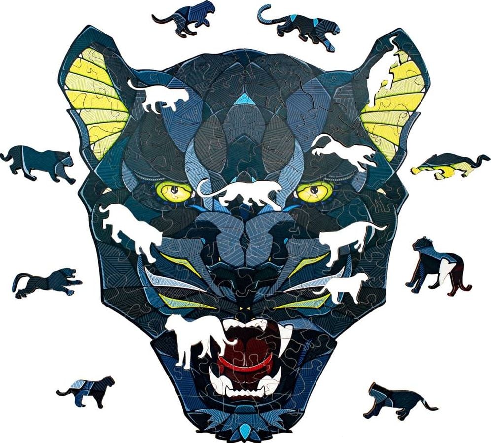 EcoWoodArt EWA Blocuri de puzzle 3D din lemn Puzzle Panther