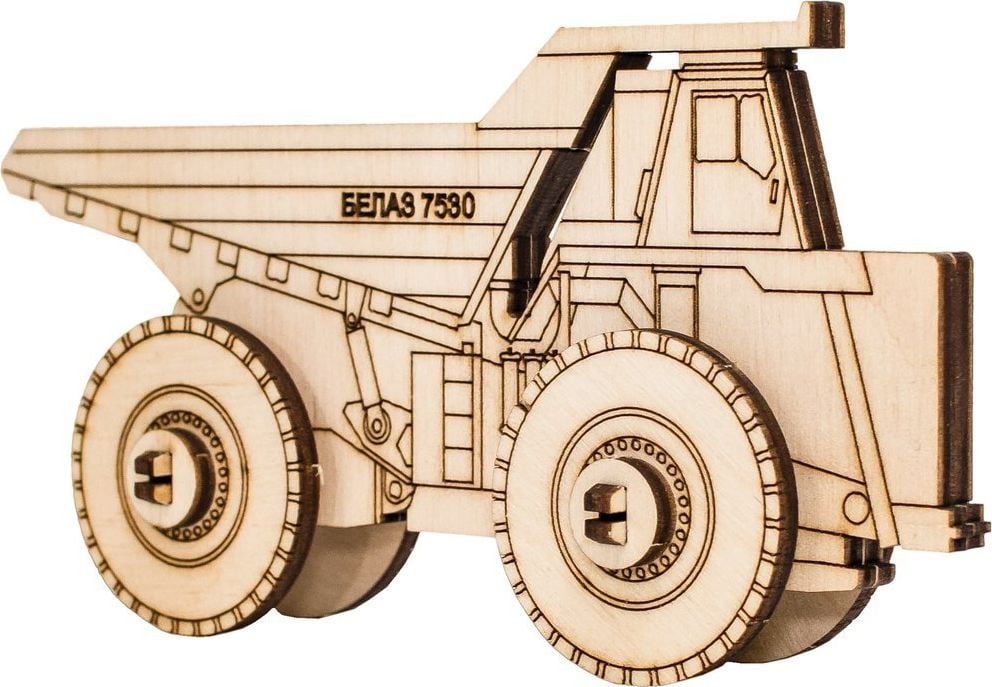 EcoWoodArt EWA Puzzle din lemn 3D Belaz 2D