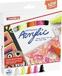 Set markere acrilice pastel, Edding 5000, 5 bucati, multicolor