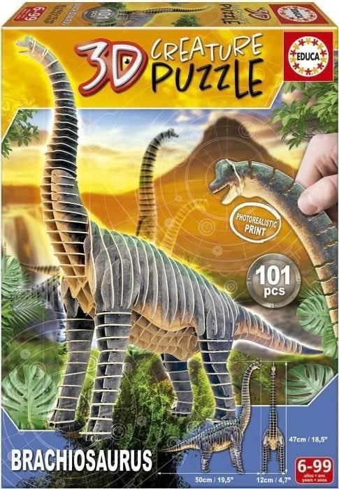 Educa EDUCA - Puzzle 3D Brachiosaurus cu creatură