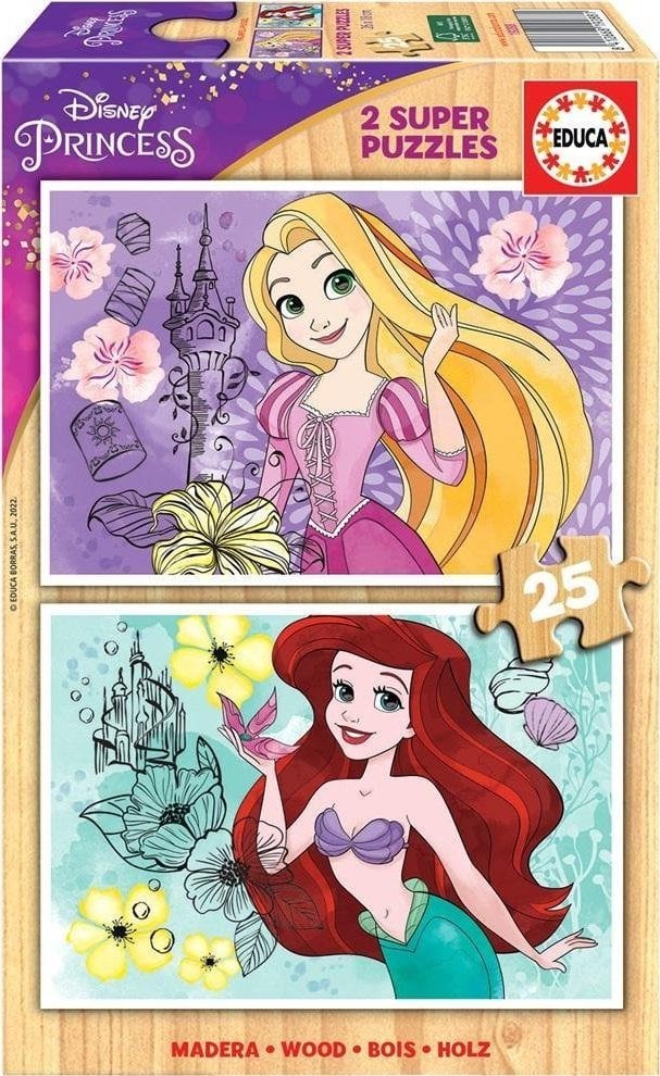 Educa Puzzle 2x25 Tangled/Mica Sirenă (lemn) G3