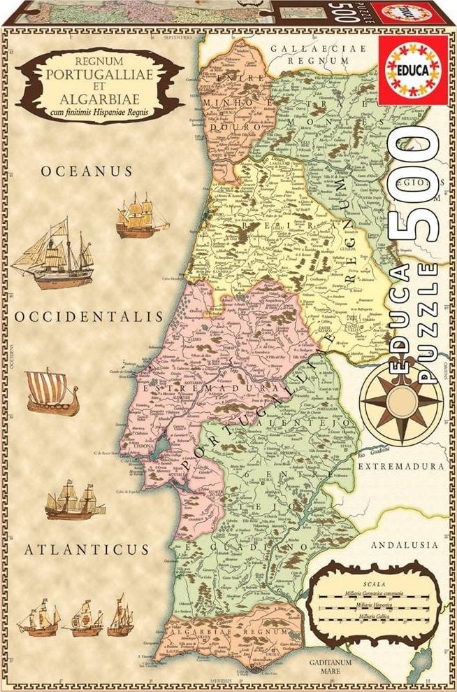 Educa Puzzle 500 Harta Portugaliei din 1710 G3