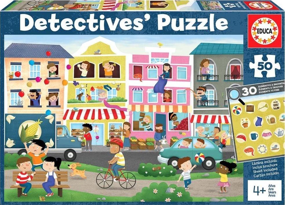 Puzzle 50 piese Detective Puzzle Busy Town 18894 EDUCA