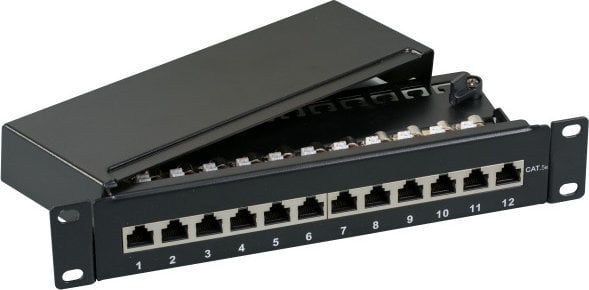 EFB EFB Mini-Patchpanel STP 12xRJ45 Cat.6A,10` 1HE,negru