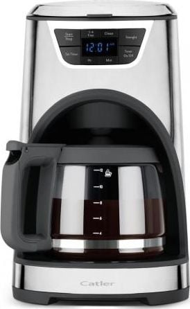 Cafetiere - Cafetiera digitala Catler CM 4010, 1100W, 1,8L, display Led, functie mentinere cald, temporizator, argintiu