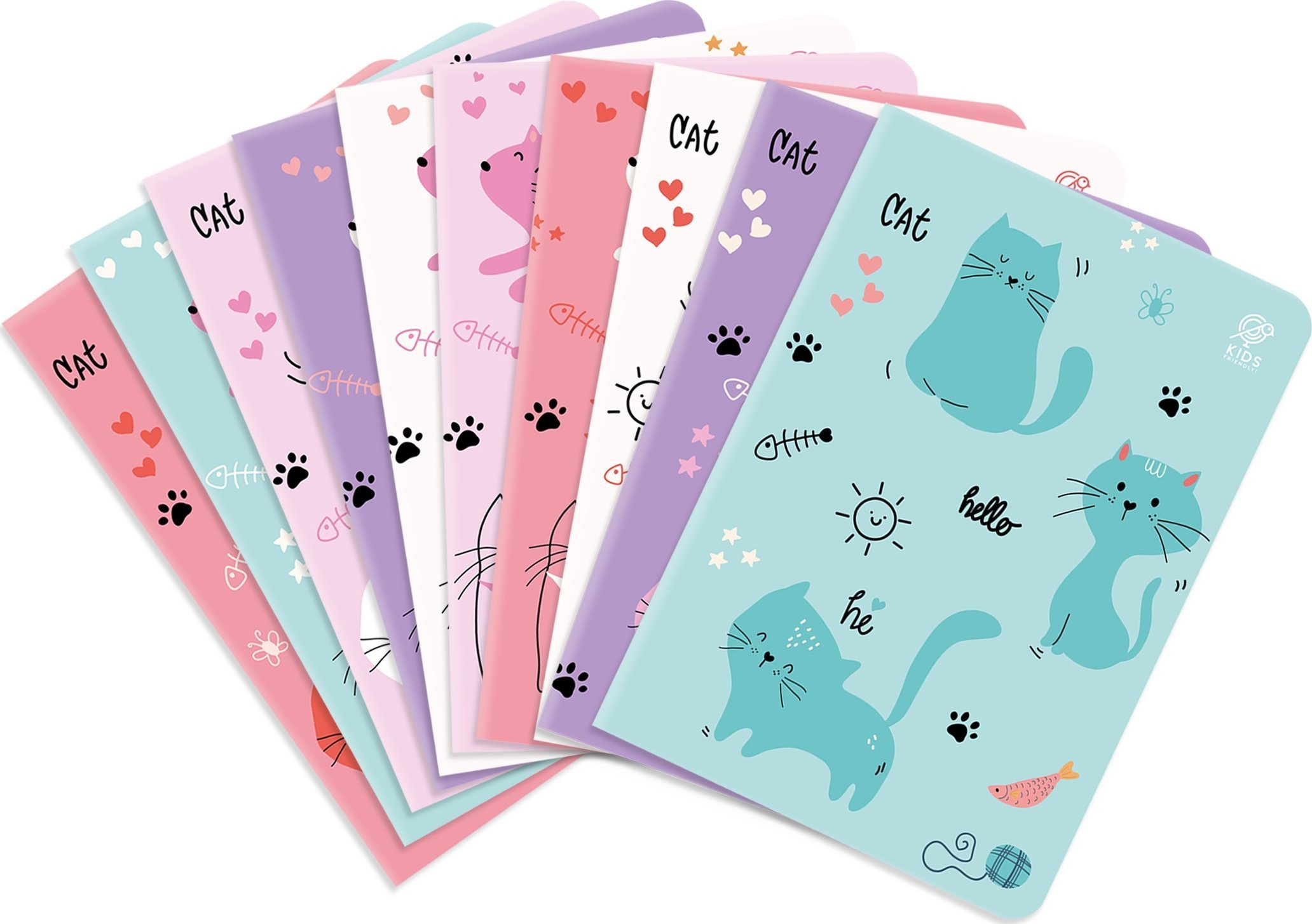 Elanders Notebook A5/16K linie dublă Col. Sweet Kitten (10 buc)