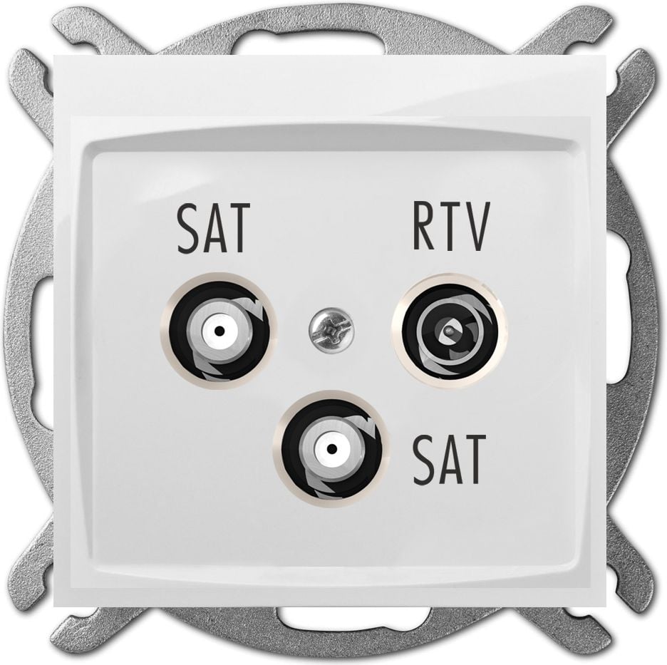 Priză de antenă Carla R-TV- 2xSATA alb la sfârșit (1760-1710)