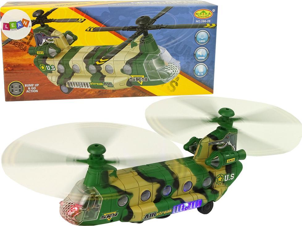 Elicopter militar LeanToys Aripi uriașe de lumină Camo Sound