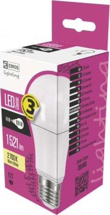Bec LED Emos 14W E27 A60 1521lm 2700K CLASIC ZQ5160