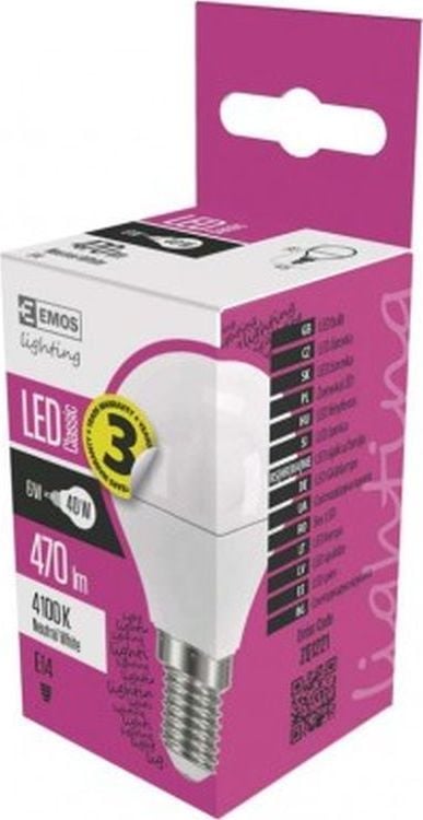 Bec LED Emos 6W E14 470lm 4100K BLOBE CLASSIC ZQ1221