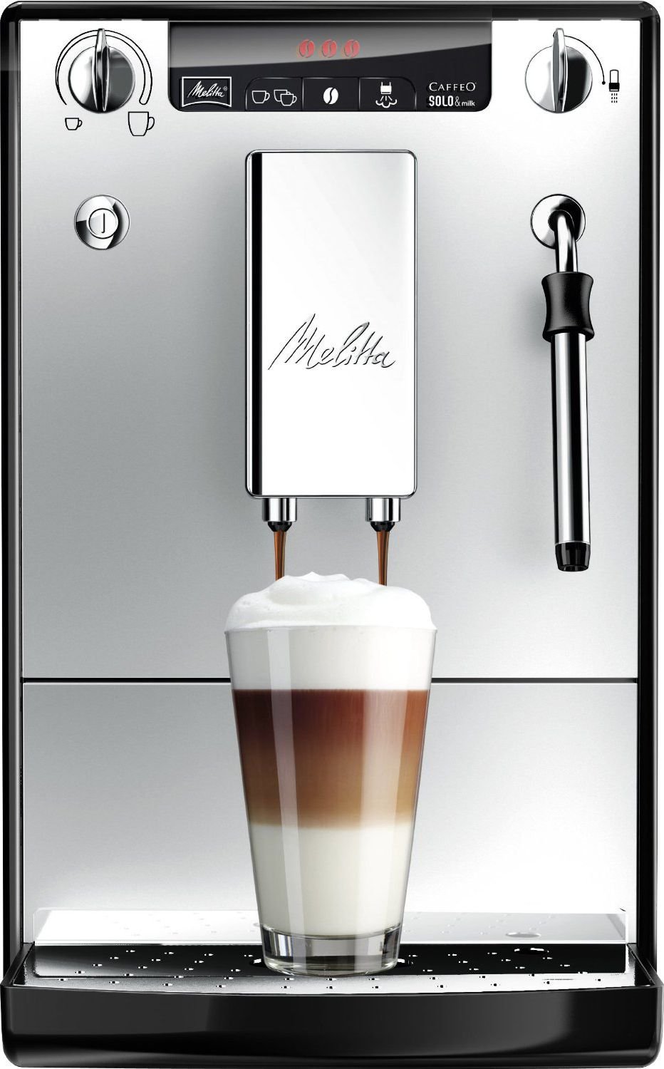 Espressor automat Melitta Caffeo Solo &amp; Milk E953-102, 1400 W, 1.2 l, 15 bar, Negru/Argintiu