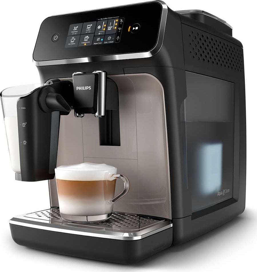 Espressor automat Philips EP2235/40, 12 setari de macinare, 15 bar, 3 setari pentru intensitate, 3 tipuri de bauturi , Filtru AquaClean, Ecran tactil, Argintiu/Negru