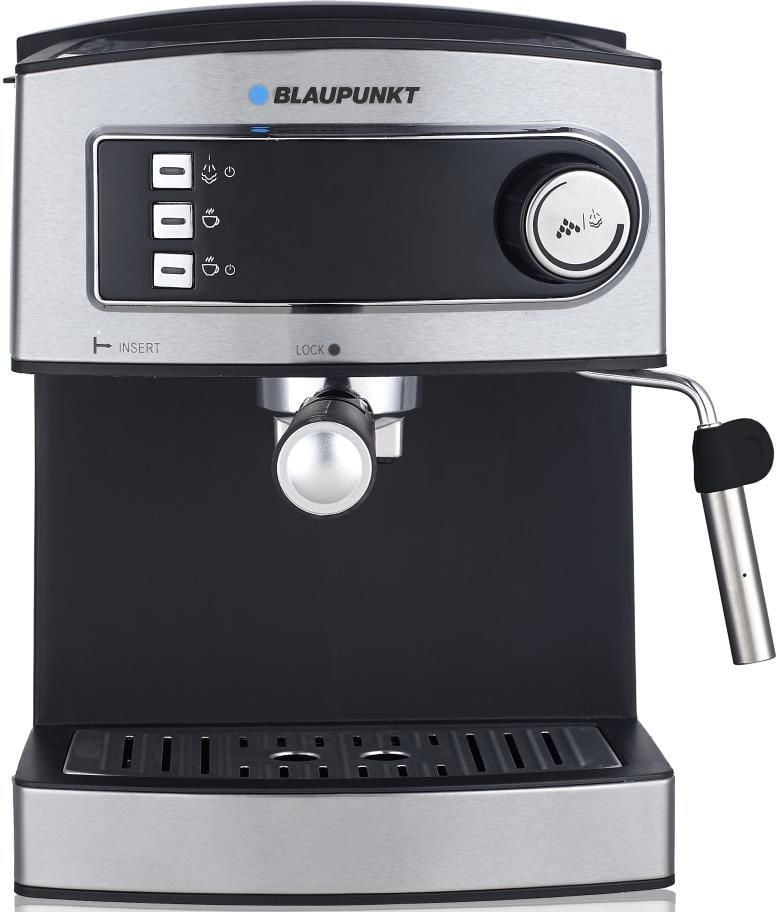 Espressor manual Blaupunkt CMP301, 850 W, 1.6 l, 15 bar, oprire automata,Negru/argintiu