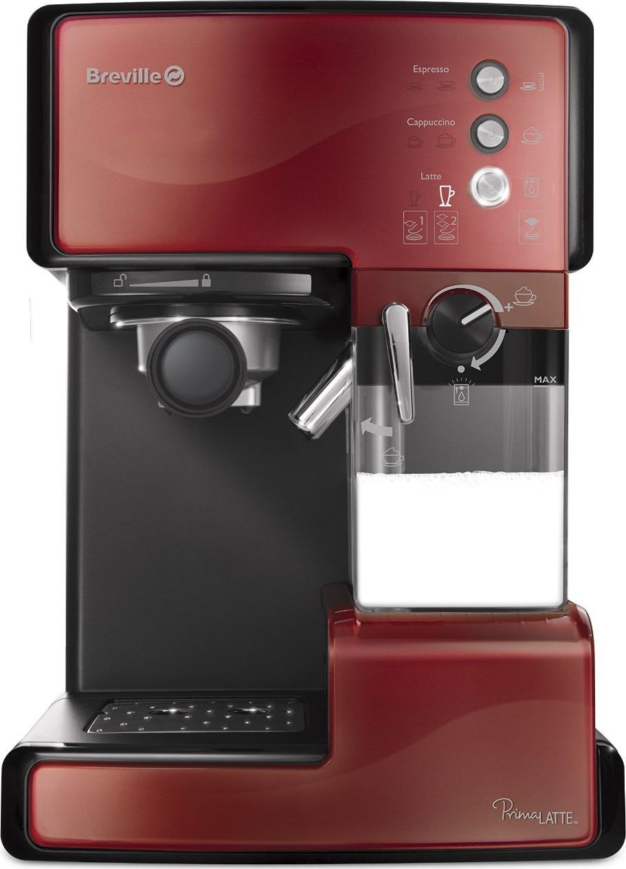 Espressoare - Espressor manual Breville Prima Latte VCF046X-01, 15 bari, 1.5 l, Recipient detasabil lapte 0.3 l, Rosu inchis