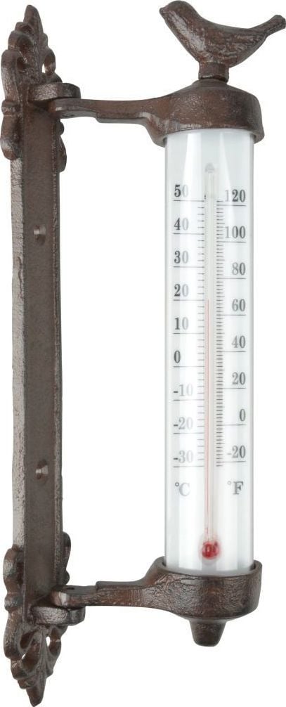 Termometre -  Termometru de perete, maro, fontă